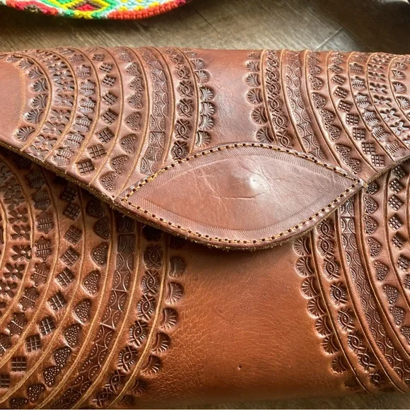 One of a kind leather purse with handmade strap from Mexico - Picture 3 of 8